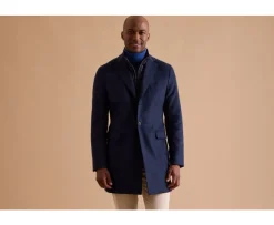 Abrigo de invierno de cachemira y lana para hombre Espiga Azul Oscuro Honoré Ii-Bexley Store