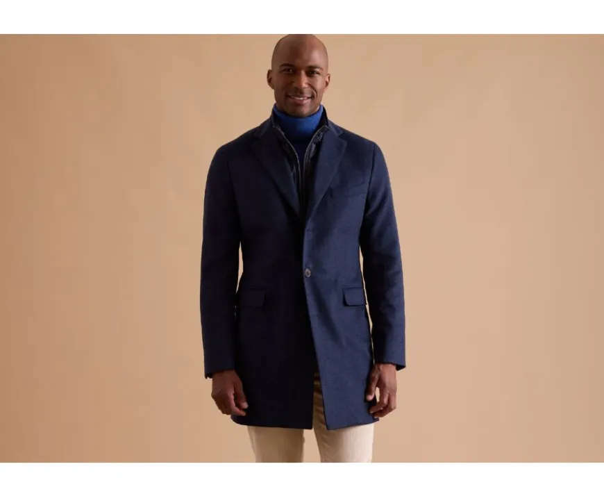 Abrigo de invierno de cachemira y lana para hombre Espiga Azul Oscuro Honoré Ii-Bexley Store