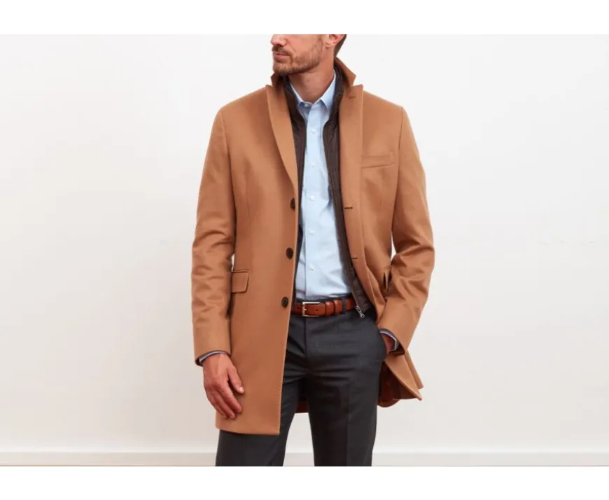 Abrigo de invierno de cachemira y lana para hombre Camel Honoré Ii-Bexley Shop