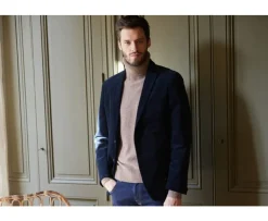 Americana de pana lavada para hombre Azul marino Blazer Léontilde-Bexley Clearance