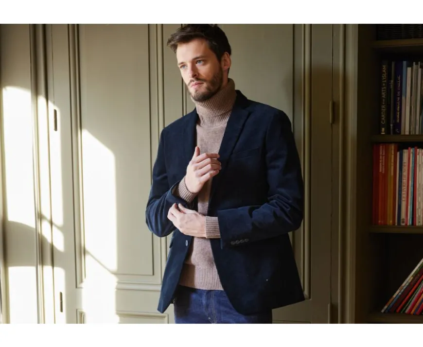 Americana de pana lavada para hombre Azul marino Blazer Léontilde-Bexley Clearance