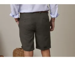 Bermudas lino hombre Aceituna oscura Borys-Bexley New