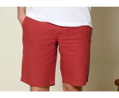 Bermudas lino hombre Frambuesa Borys-Bexley Cheap