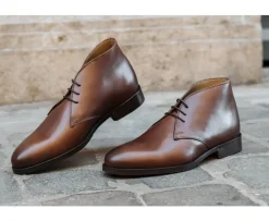 Botas bajas de piel castaño Patinado para hombre Dovam Patin-Bexley Outlet