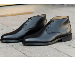 Botas bajas de piel negra patinada para hombre. Watford Ii Gomme City-Bexley Best Sale