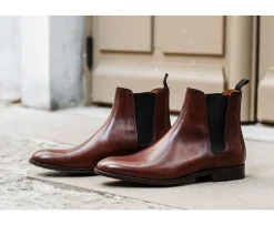 Botas Chelsea de hombre con suela de goma coñac patinado Toddington Gomme-Bexley Online