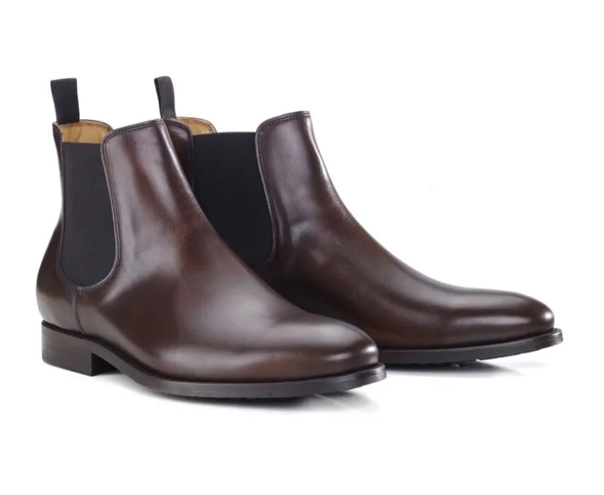 Botas Chelsea de piel Chocolate patinado Alderton Gomme-Bexley New