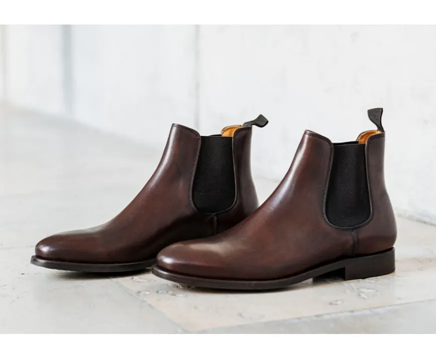 Botas Chelsea de piel Chocolate patinado Alderton Gomme-Bexley New