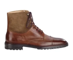 Botas Derby de hombre con cordones Cognac Patinado y Topo Irving Ii Gomme-Bexley Shop