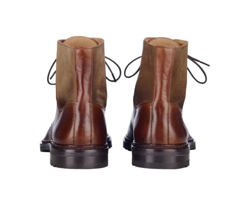 Botas Derby de hombre con cordones Cognac Patinado y Topo Irving Ii Gomme-Bexley Shop