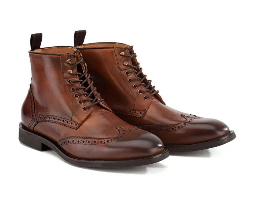 Botas derby de hombre con cordones Castaño patinado Charing Gomme City-Bexley Sale