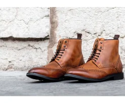 Botas derby de hombre con cordones Castaño patinado Charing Gomme City-Bexley Sale
