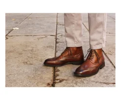 Botas derby de hombre con cordones Castaño patinado Charing Gomme City-Bexley Sale