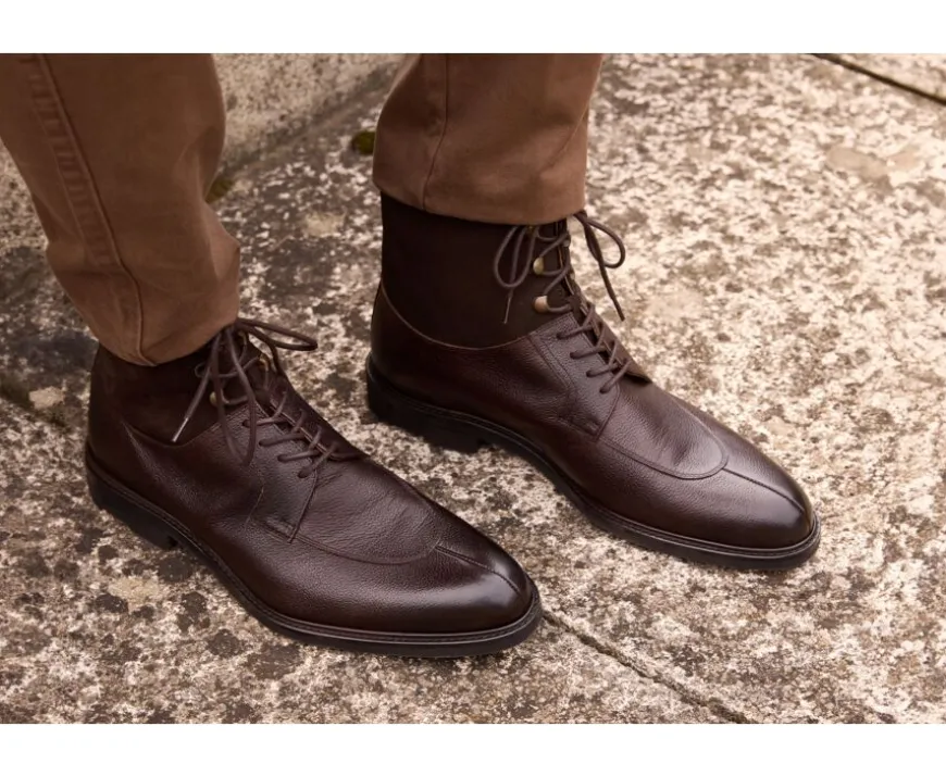 Botas Hombre en Cuero Chocolate granulado Kent High Gomme Country-Bexley Best