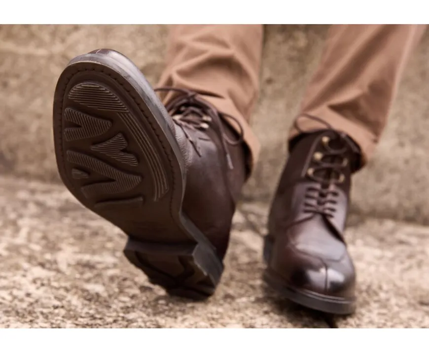 Botas Hombre en Cuero Chocolate granulado Kent High Gomme Country-Bexley Best