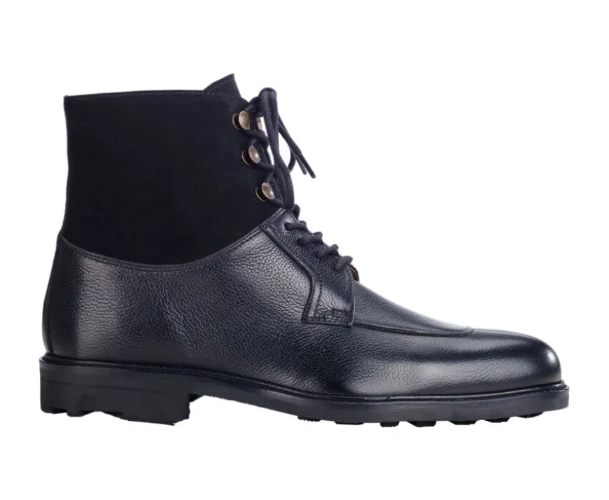 Botas Hombre en Cuero Negro granulado Kent High Gomme Country-Bexley Fashion