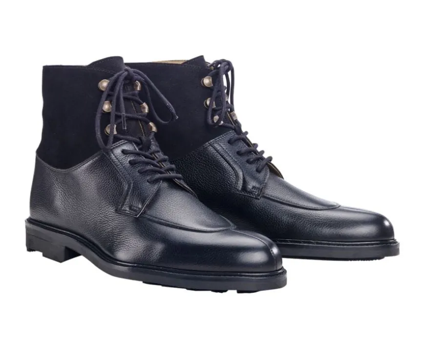 Botas Hombre en Cuero Negro granulado Kent High Gomme Country-Bexley Fashion