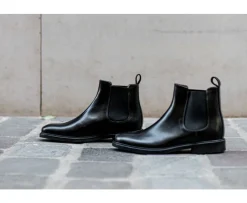 Botines chelsea de cuero pull up para hombre Negro Fangler Gomme City-Bexley Fashion