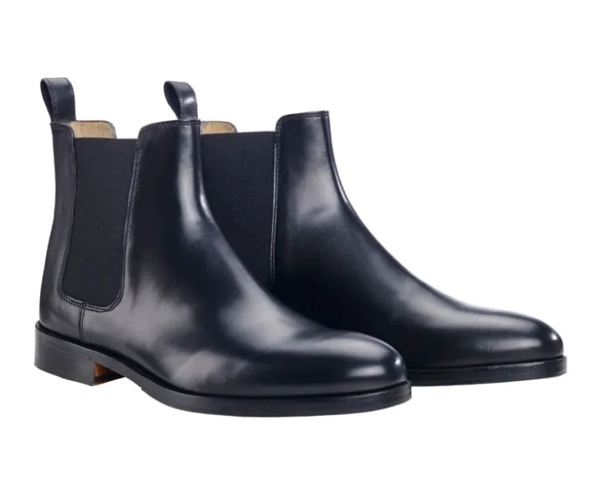 Botines de hombre Negros con suela de cuero y goma de caucho Dovon Patin-Bexley Hot