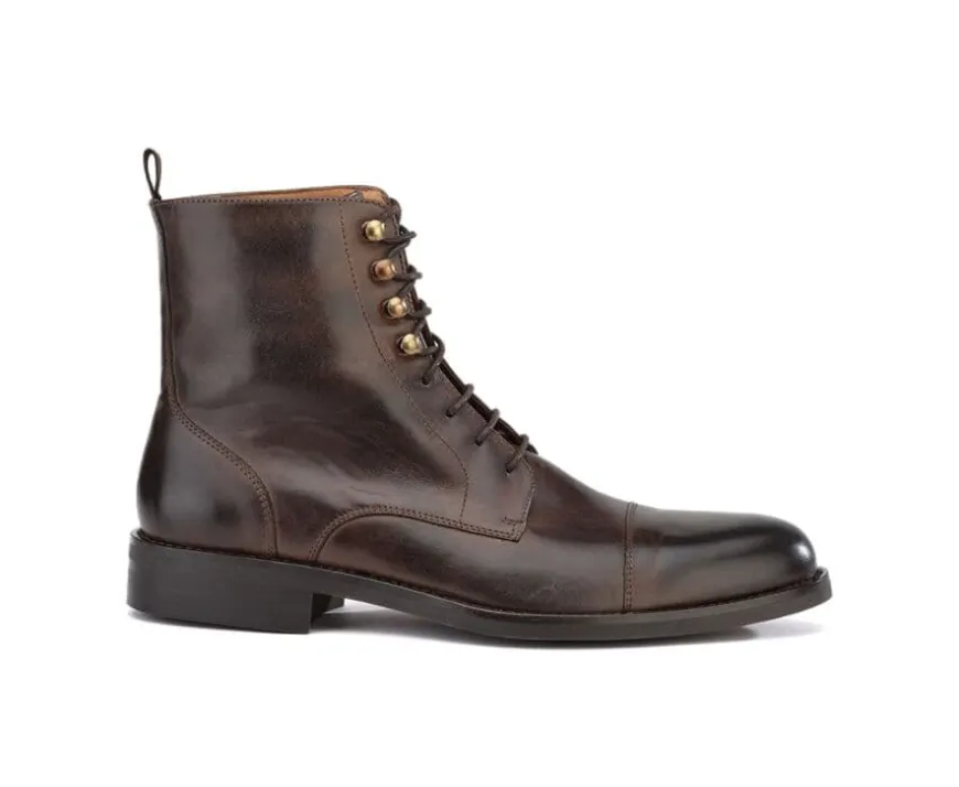 Botines derby con cordones para hombre Chocolate patinado Enfield Ii Gomme City-Bexley Outlet