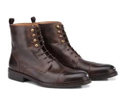 Botines derby con cordones para hombre Chocolate patinado Enfield Ii Gomme City-Bexley Outlet