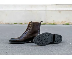 Botines derby con cordones para hombre Chocolate patinado Enfield Ii Gomme City-Bexley Outlet