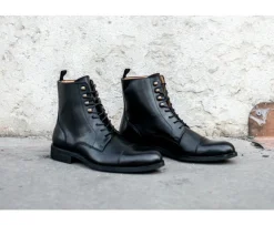 Botines derby con cordones para hombre Negro patinado Enfield Ii Gomme City-Bexley New
