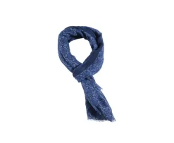 Bufanda de algodón y lino Motivo Azul y Índigo-Bexley Shop