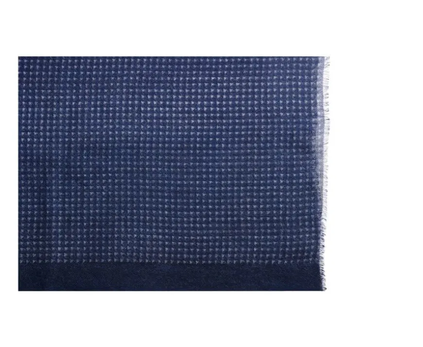 Bufanda de lana Azul Cuadrado Patrón Gris-Bexley Store