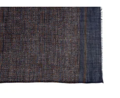 Bufanda de lana Azul marino estampado Leonado y Gris-Bexley Cheap