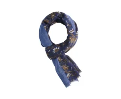 Bufanda de Lana Navy motivo Azul Gris y leonado-Bexley Clearance