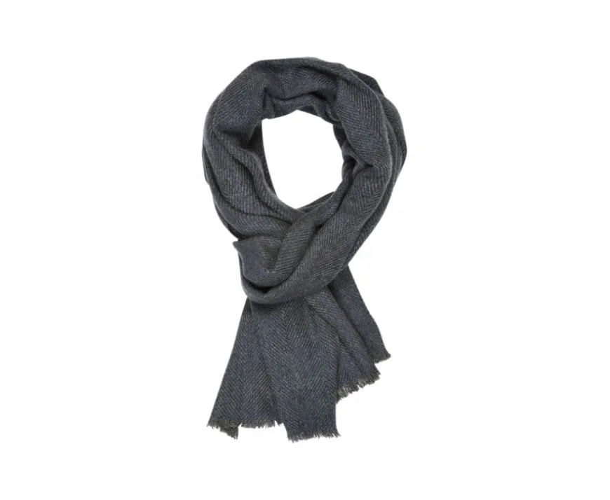Bufanda de lana y cachemira espiga Azul moteado-Bexley Store