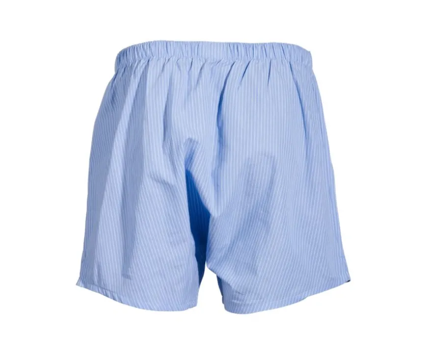 Caja de 2 calzoncillos para hombre Celeste rayado blanco / Blanco cuadrados azul Elon-Bexley Best