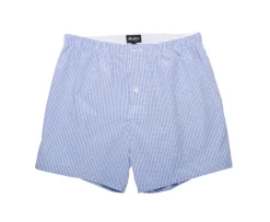 Caja de 2 calzoncillos para hombre Celeste rayado blanco / Blanco cuadrados azul Elon-Bexley Best