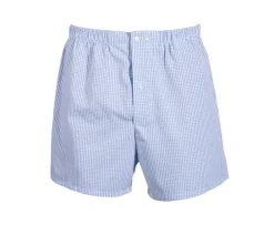 Caja de 2 calzoncillos para hombre Celeste rayado blanco / Blanco cuadrados azul Elon-Bexley Best