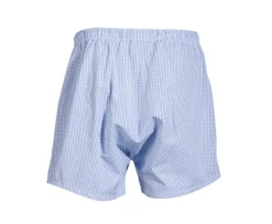 Caja de 2 calzoncillos para hombre Celeste rayado blanco / Blanco cuadrados azul Elon-Bexley Best