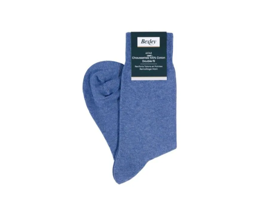 Calcetines de algodón fino para hombre Azul medio moteado-Bexley Discount