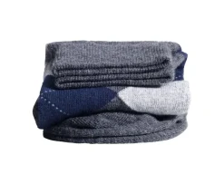 Calcetines de algodón grueso con diamantes gris antracita y azul-Bexley Cheap