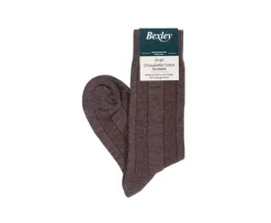 Calcetines de algodón grueso con rayas de espiga Chocolate Moteado-Bexley Shop