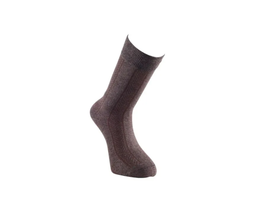 Calcetines de algodón grueso con rayas de espiga Chocolate Moteado-Bexley Shop