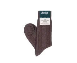 Calcetines de algodón grueso con rayas de espiga Chocolate Moteado-Bexley Shop