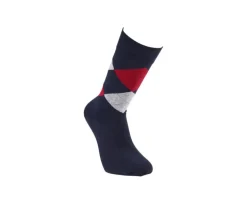 Calcetines de algodón grueso con diamantes Azul marino y rojo-Bexley Clearance