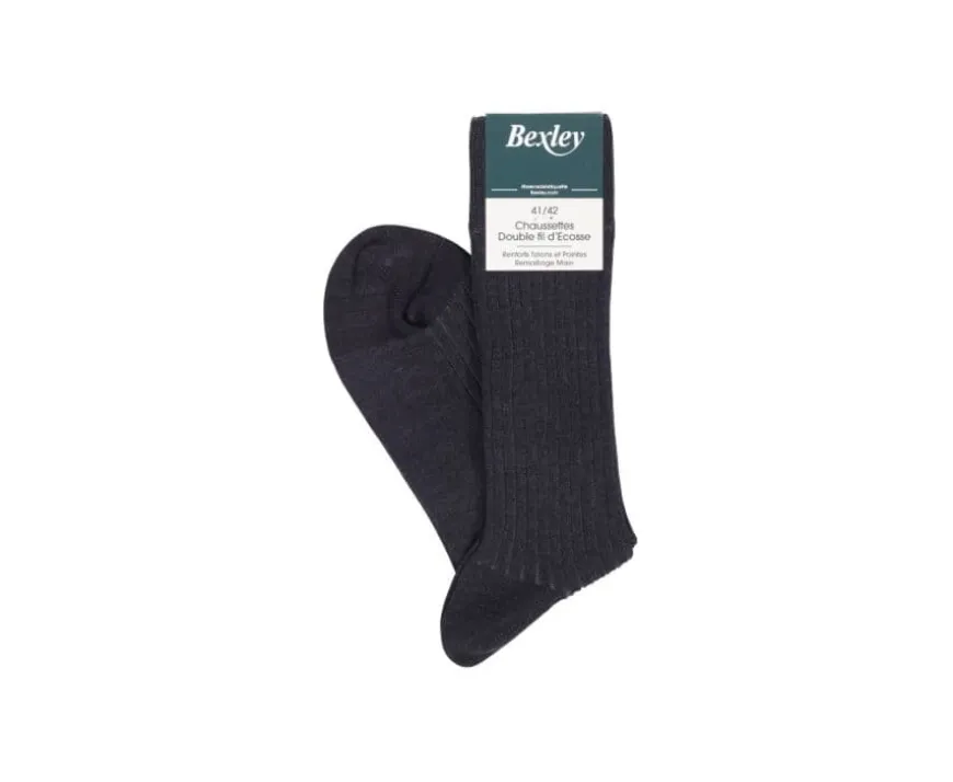 Calcetines en canale Hilo de Escocia para hombre Negro y Gris-Bexley Sale
