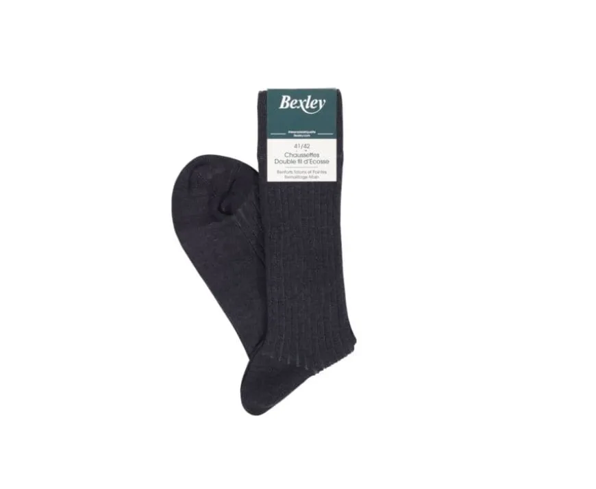 Calcetines en canale Hilo de Escocia para hombre Negro y Gris-Bexley Sale