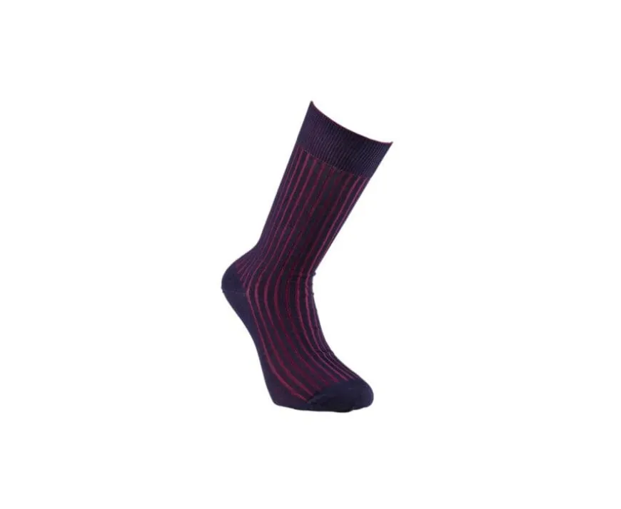 Calcetines en canale Hilo de Escocia para hombre Marino y Rejo Burdeos-Bexley Shop