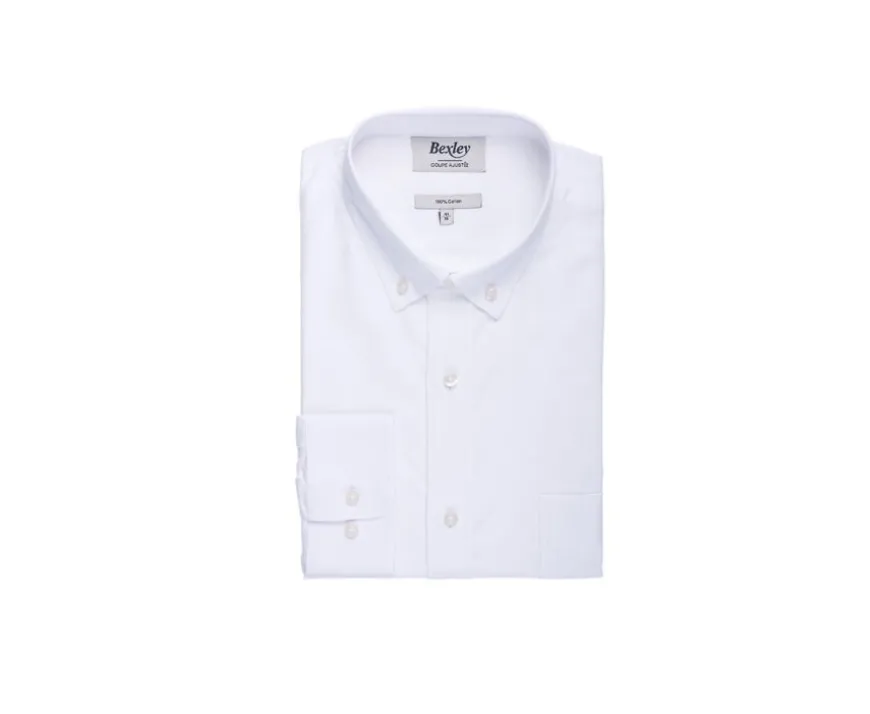 Camisa 100% algodón Blanco - Cuello americano Evhan-Bexley Cheap