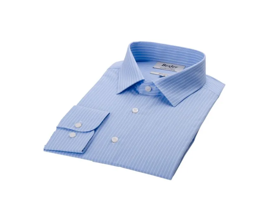 Camisa a rayas Navy y Blanca de algodón - Cuello francés Bertelin-Bexley Flash Sale