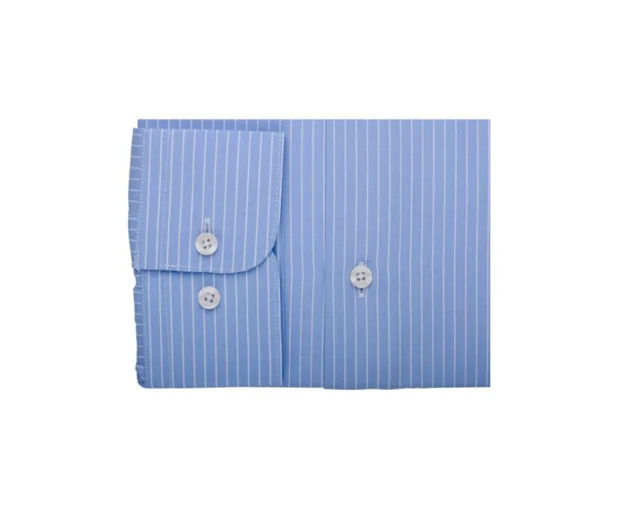Camisa a rayas Navy y Blanca de algodón - Cuello francés Bertelin-Bexley Flash Sale