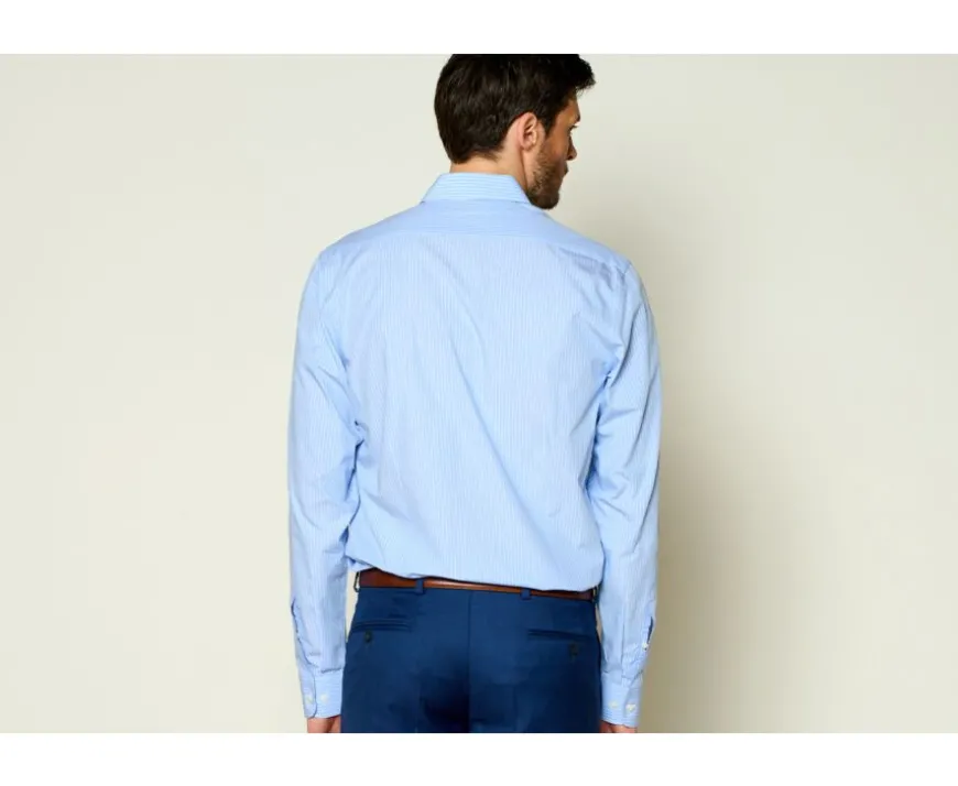 Camisa a rayas Navy y Blanca de algodón - Cuello francés Bertelin-Bexley Flash Sale