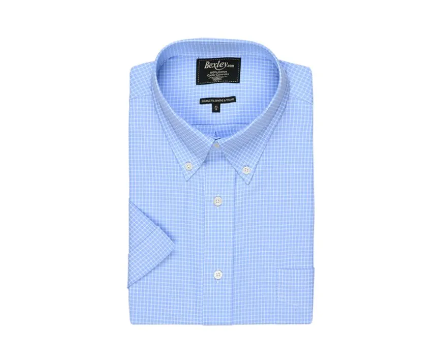 Camisa Azul con finos cuadros blancos - Bolsillo Clayn Mc-Bexley Flash Sale